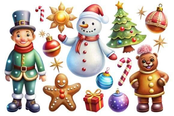 Cute 3d Christmas Clipart Bundle Png Graphics