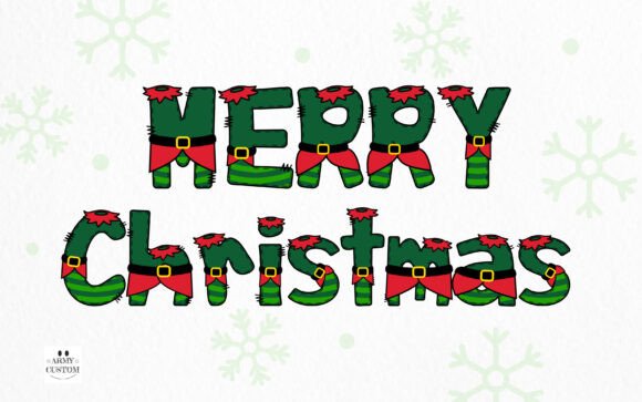 Elf Squad Green Stripes Font PNG with transparent background - Preview 1