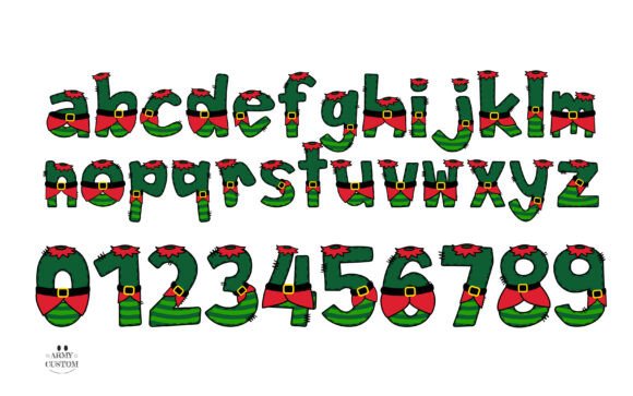 Elf Squad Green Stripes Font PNG with transparent background - Preview 2