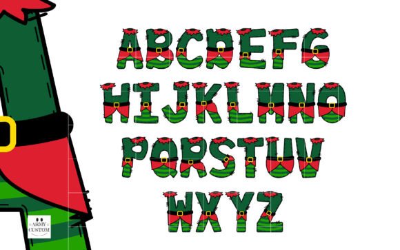 Elf Squad Green Stripes Font PNG with transparent background - Preview 3