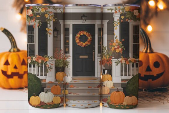 Fall Porch Decor 20oz Tumbler Wrap