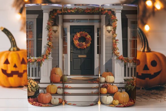 Fall Porch Decor 20oz Tumbler Wrap