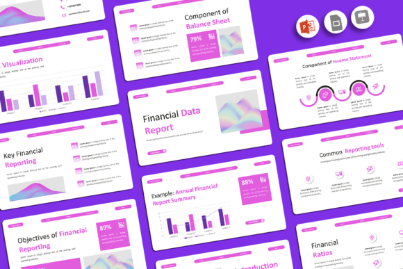 Preview of Financial Data Report - PowerPoint business report presentation template