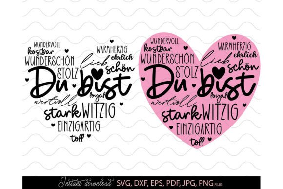 German Heart 'Du Bist' SVG: Mother's Day