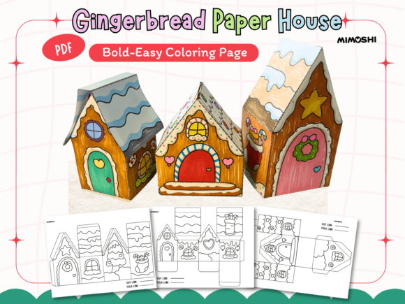 Gingerbread Paper House Coloring Craft