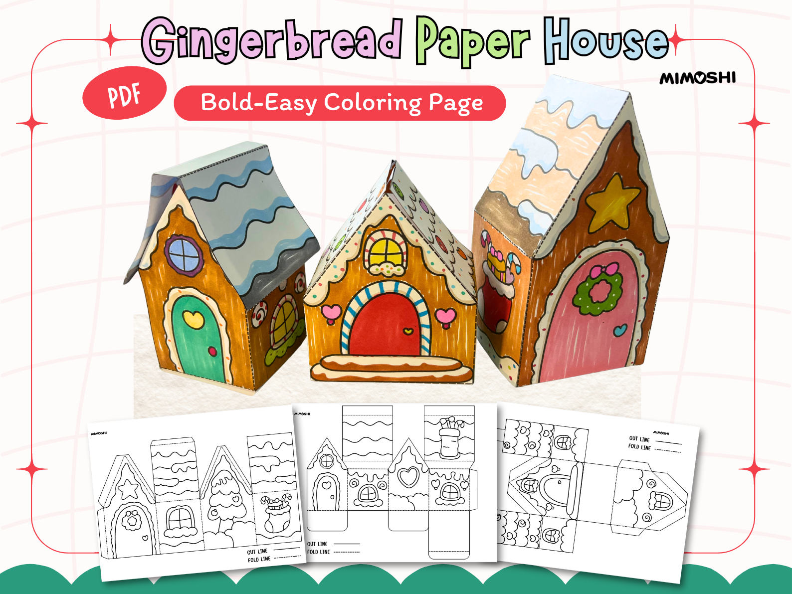 Gingerbread Paper House Coloring Craft