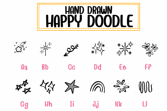 Hand Drawn Happy Doodle Font PNG with transparent background - Preview 1