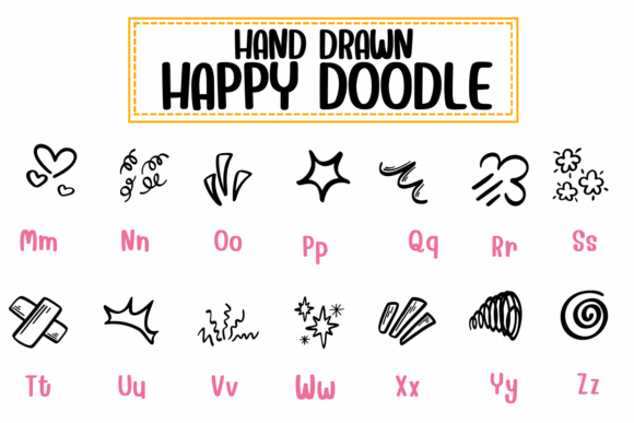 Hand Drawn Happy Doodle Font PNG with transparent background - Preview 2
