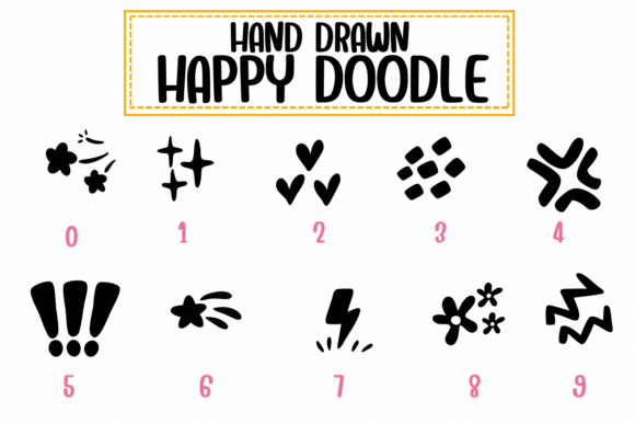Hand Drawn Happy Doodle Font PNG with transparent background - Preview 3