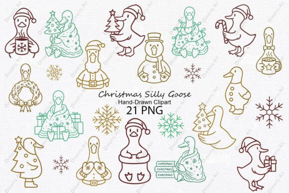 Hand-Drawn Christmas Silly Goose Clipart