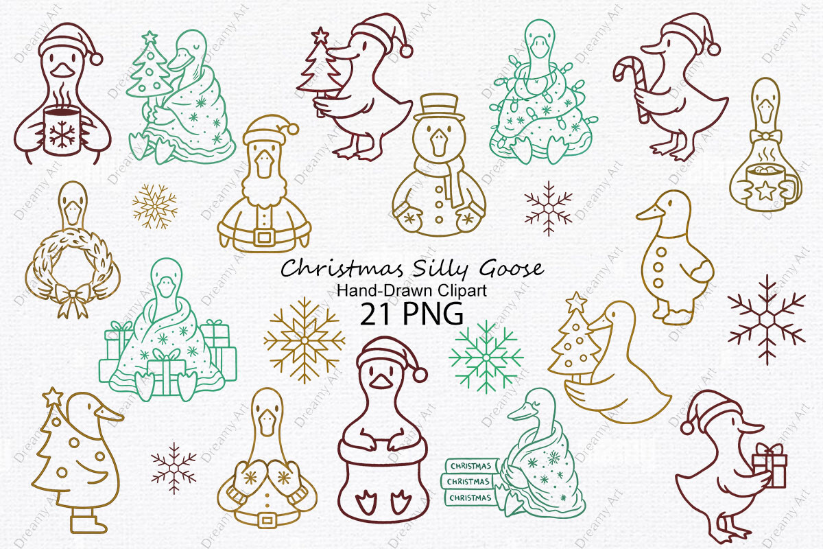 Hand-Drawn Christmas Silly Goose Clipart