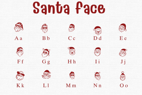 Santa Face Font PNG with transparent background - Preview 1