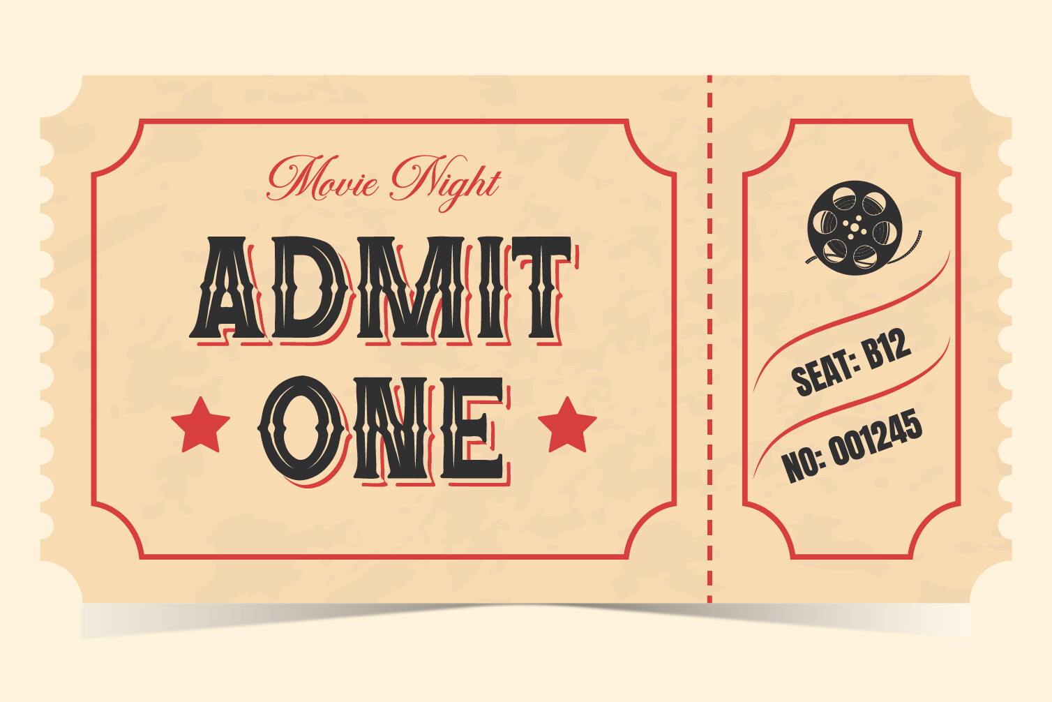 Vintage Movie Night Ticket Template