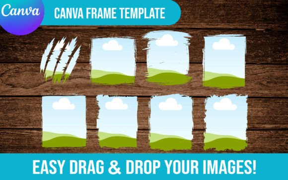 Eight Brushstroke Canva Frame Template with paint-style shapes