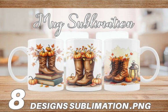Autumn Water Boot Mug Wrap Set Graphics