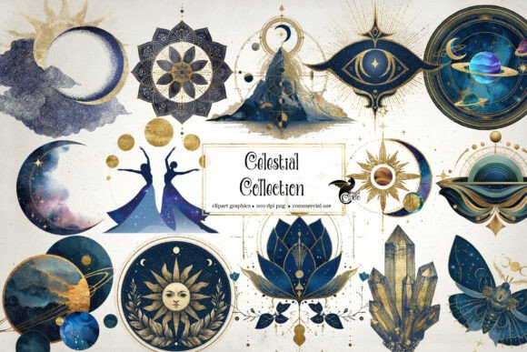 Celestial Collection - 200 PNG Graphic Illustrations By Digital Curio