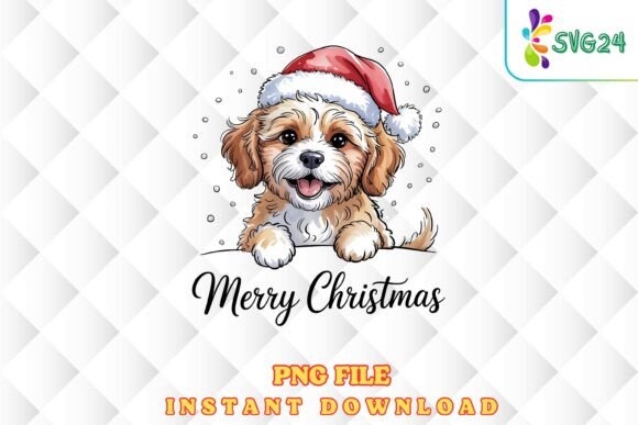 Cute Christmas Puppy PNG Sublimation design ready for tumblers and t-shirts