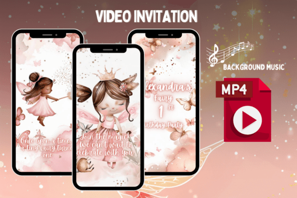 Fairy First Birthday Video Invitation