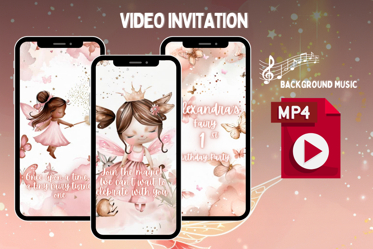 Fairy First Birthday Video Invitation