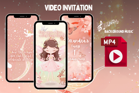 Fairy First Birthday Video Invitation