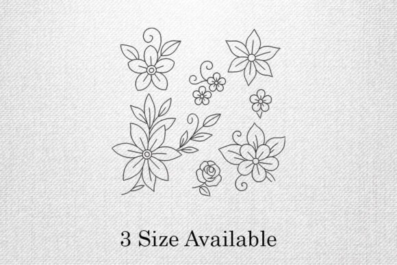 Floral Outline Embroidery Design