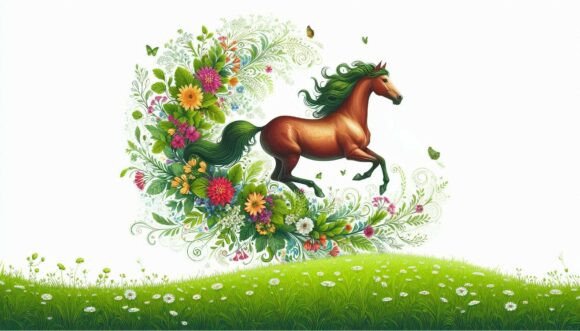Horse Running in a Meadow