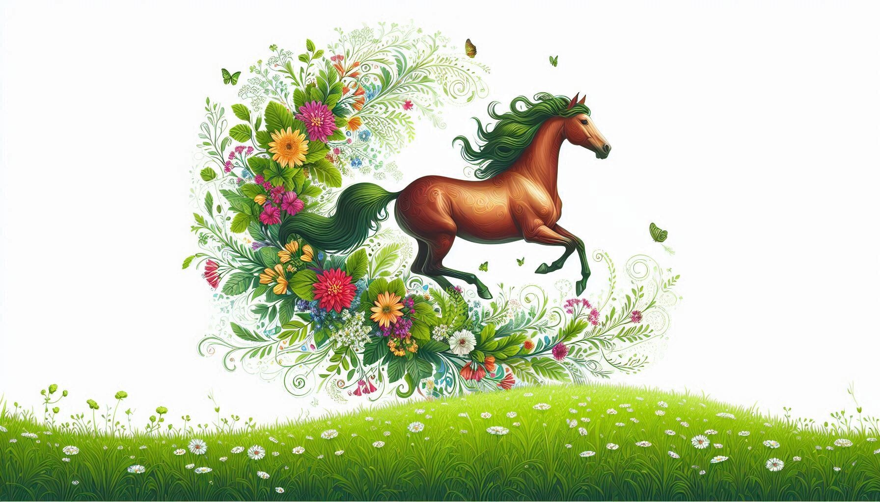 Horse Running in a Meadow