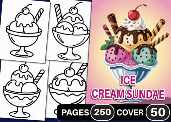 Ice Cream Sundae Coloring Book for Kids
