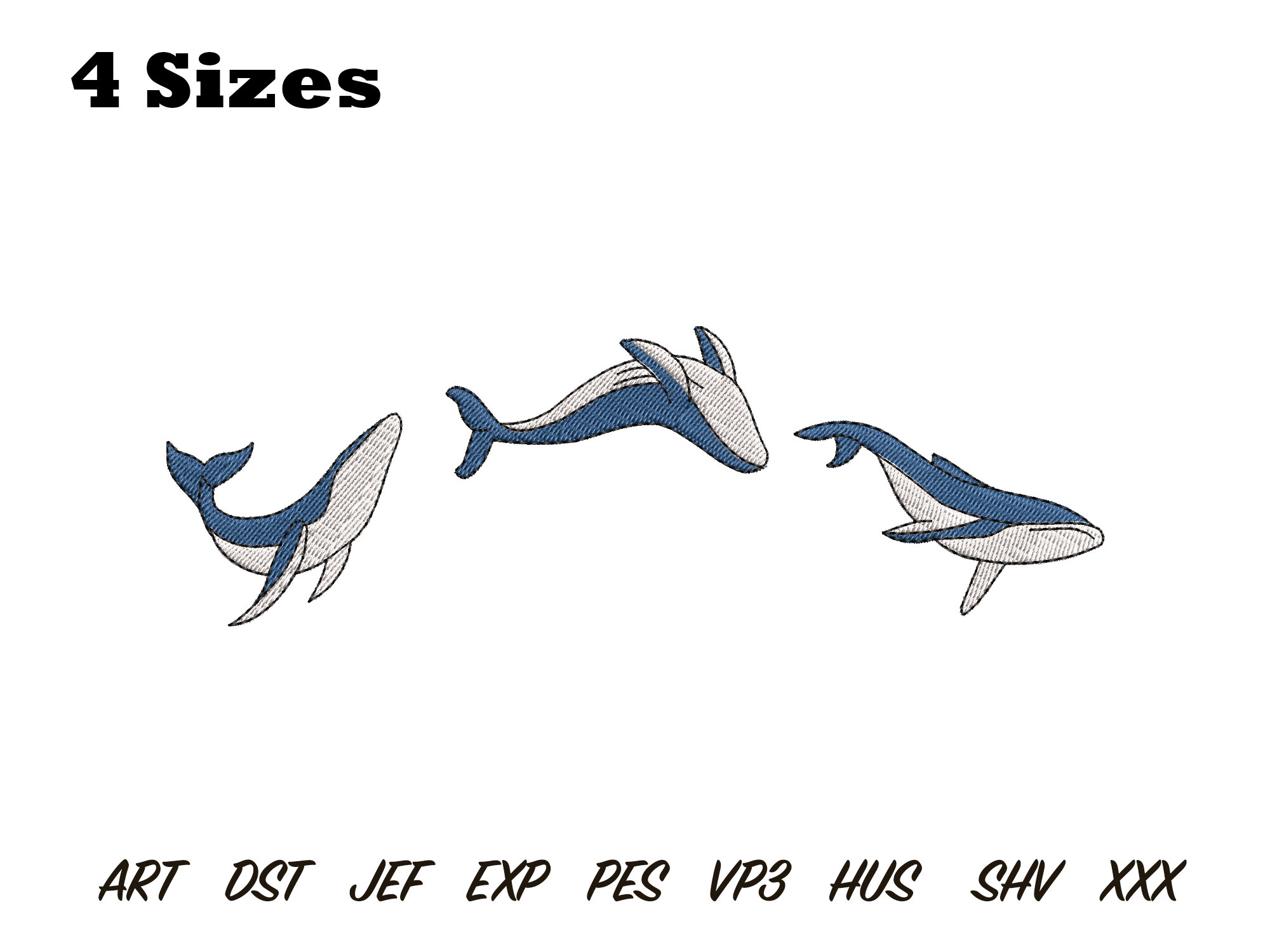 Minimalist Whale Embroidery Design
