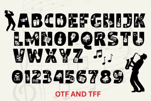 Music Stars Instruments Edition Font PNG with transparent background - Preview 1