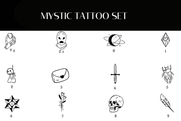Mystic Tattoo Set Font PNG with transparent background - Preview 3