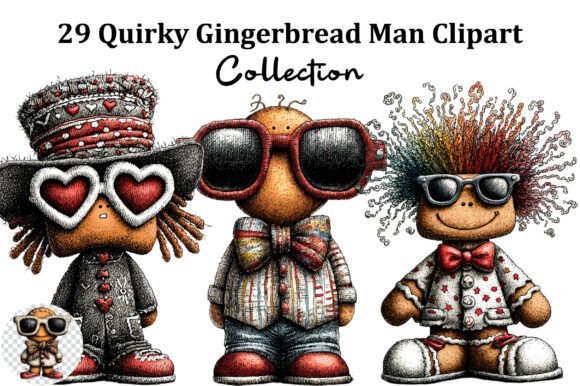 Quirky Gingerbread Man Clipart Graphics