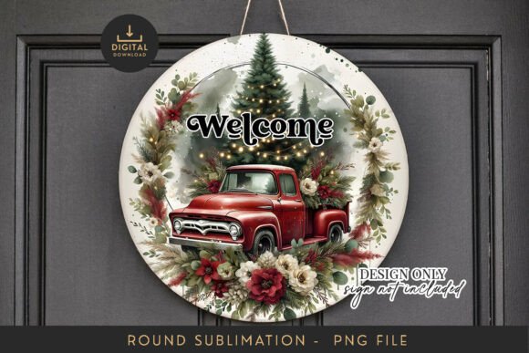 Preview of Red Truck Christmas Sublimation PNG T-shirt, sticker, and sublimation design