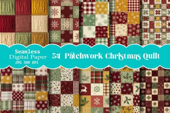 Seamless Patchwork Christmas Quilt