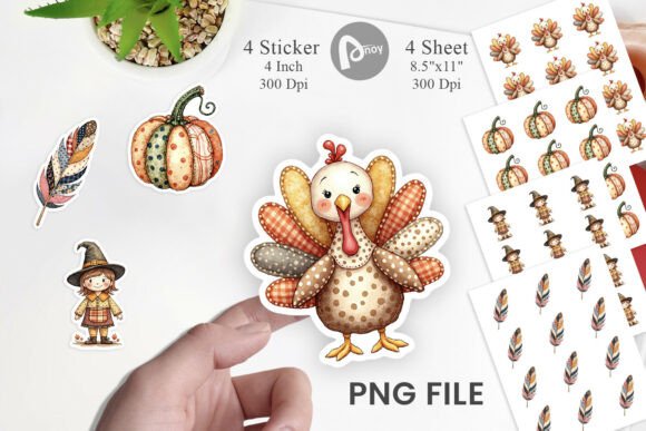 Thanksgiving Patchwork Art Stickers