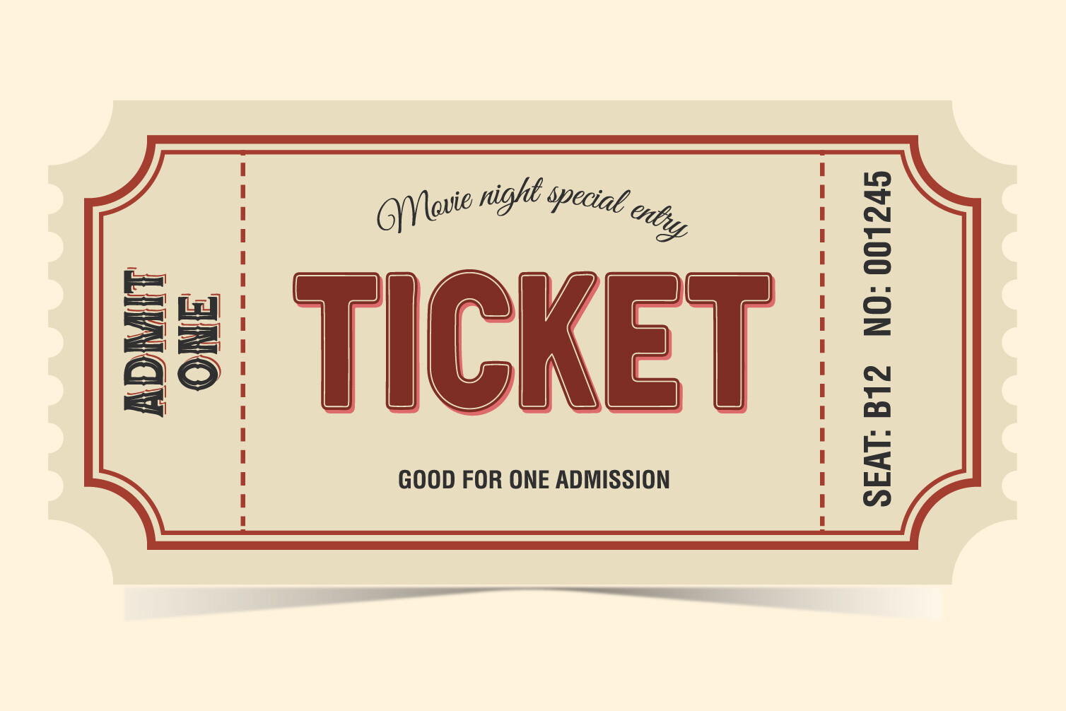 Vintage Movie Night Ticket Template