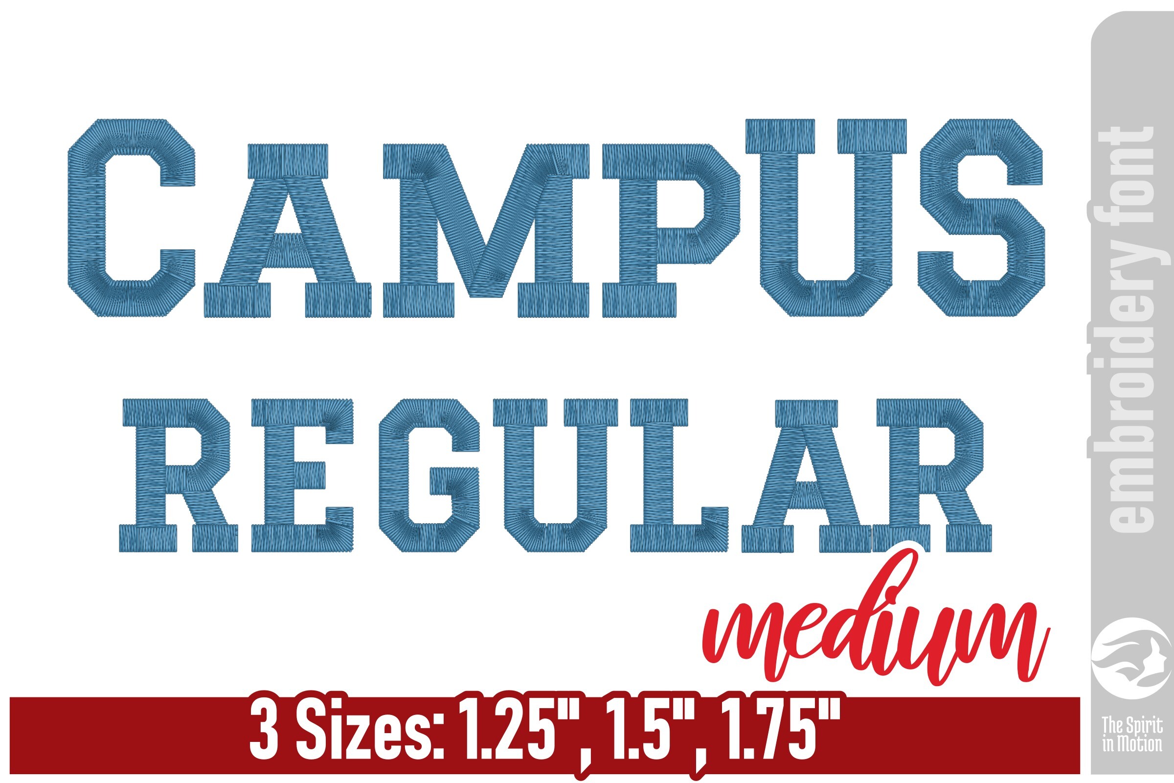 Campus Regular Embroidery Font - Medium