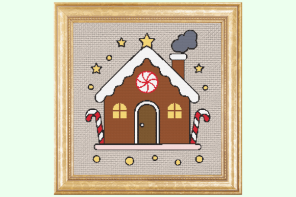 Candy Cane Cottage Cross Stitch Pattern