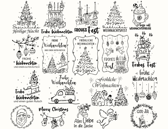 Frohe Weihnachten Christmas SVG Set – 19 German Holiday Designs
