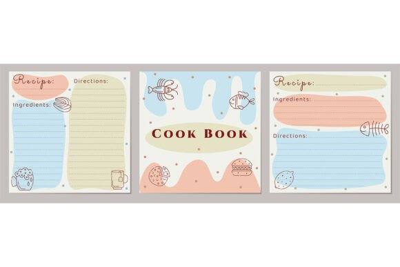 Cook Book Template Vintage Set