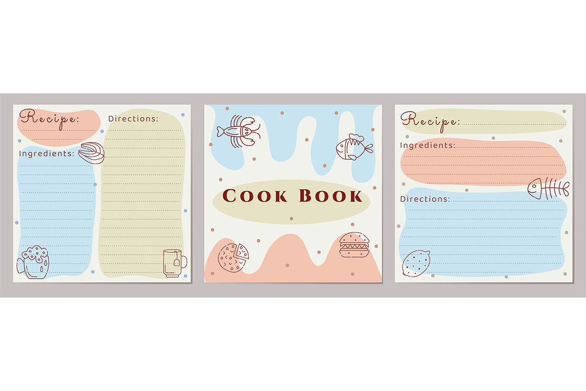Cook Book Template Vintage Set