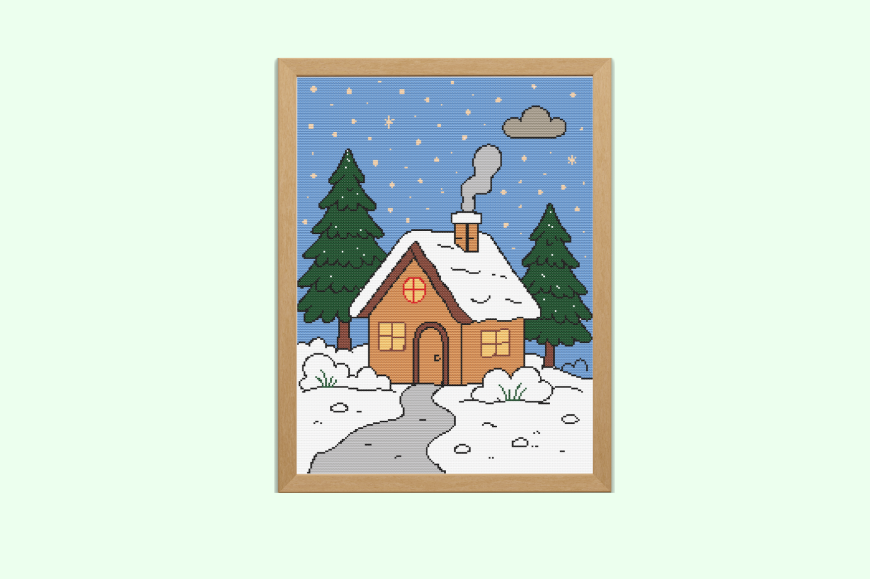 Cozy Christmas Cabin Cross Stitch Patter