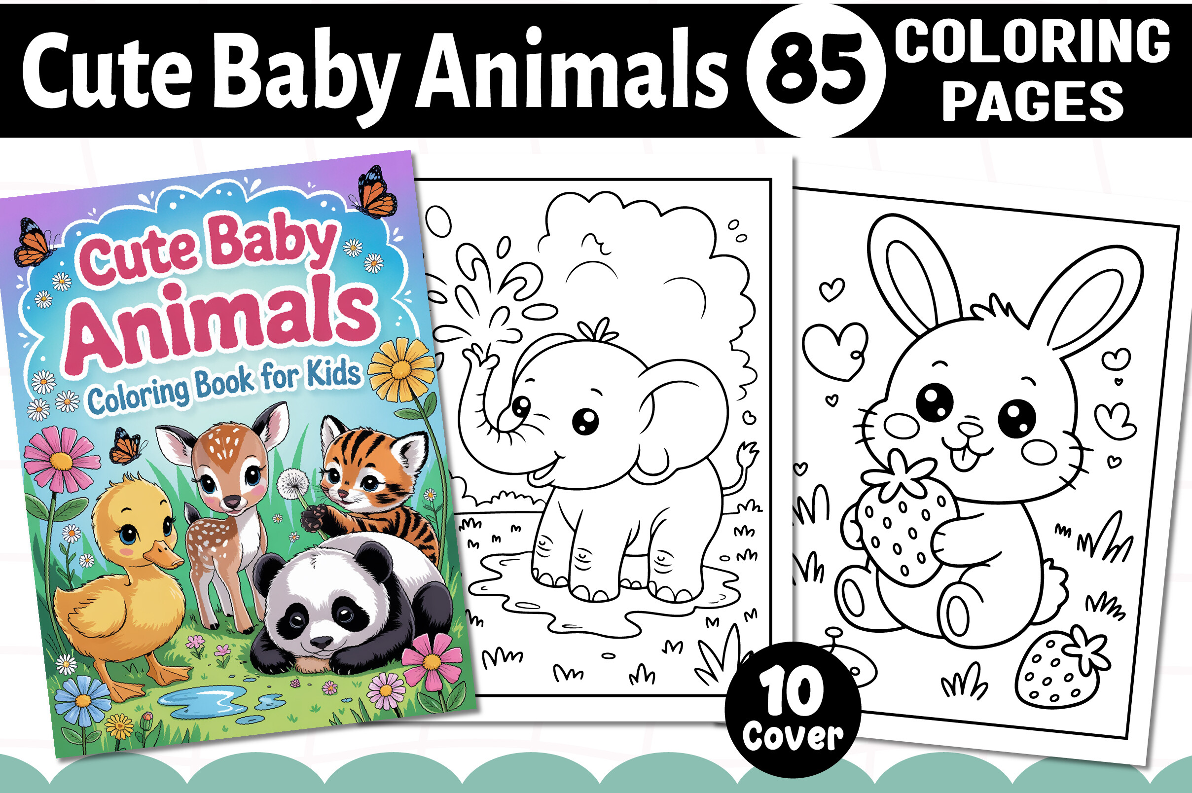 Cute Baby Animals Coloring Pages - KDP