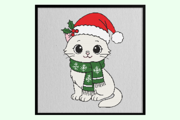 Cute Christmas Kitty Cross Stitch Patter