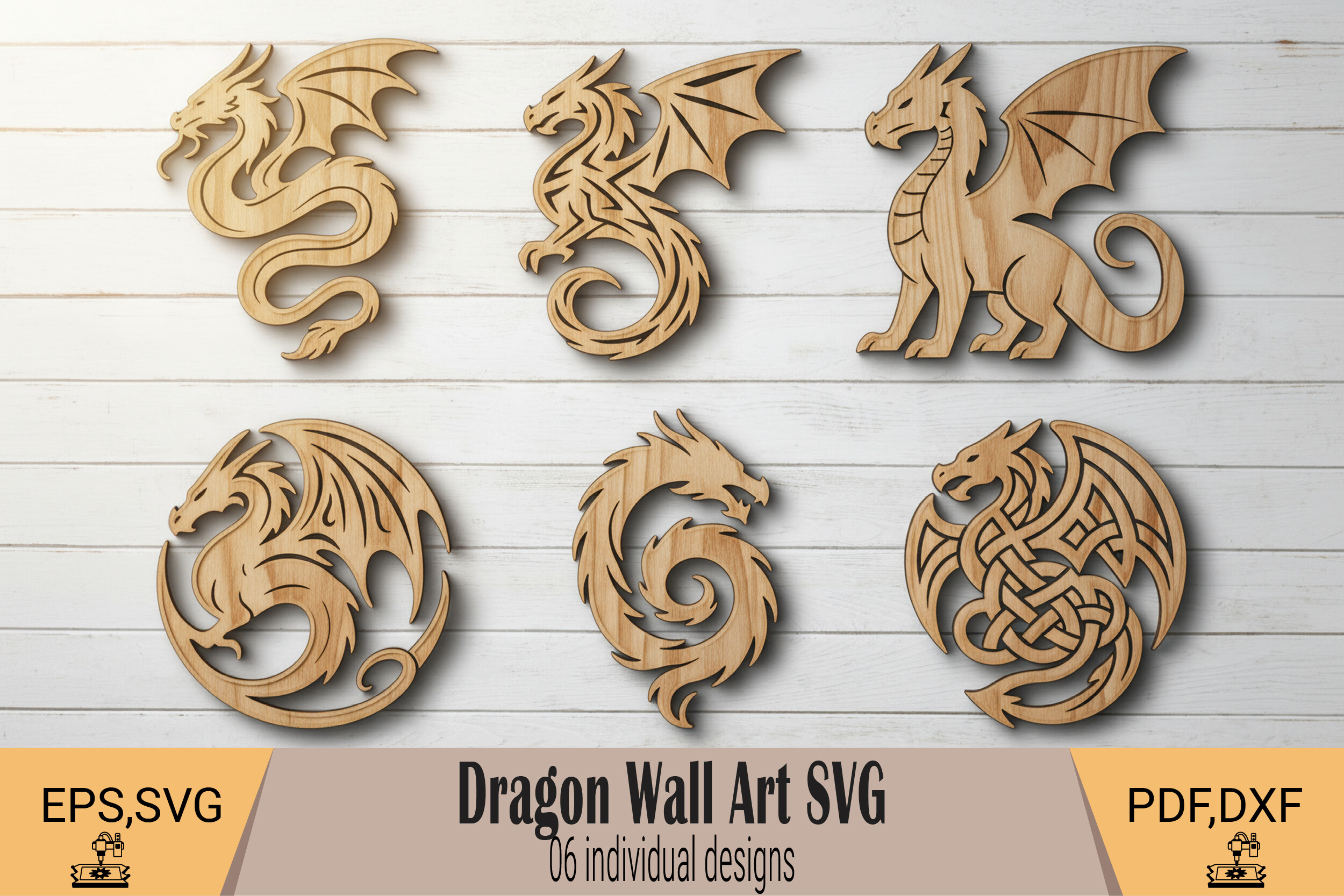 Dragon Wall Art Laser Cut SVG · Creative Fabrica