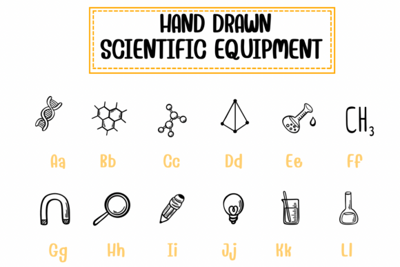Hand Drawn Scientific Equipment Font - Preview 1