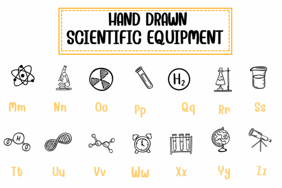 Hand Drawn Scientific Equipment Font - Preview 2