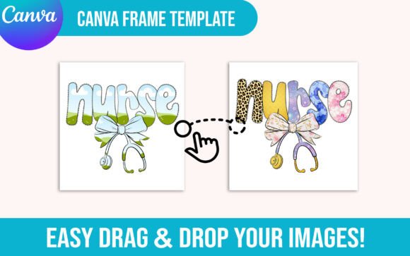 Lace Nurse Bow Canva Frame Template