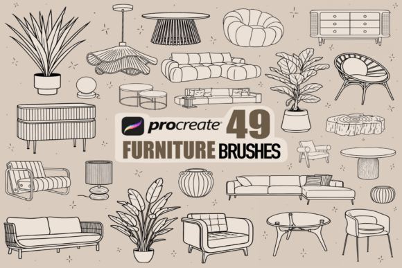 Procreate Furniture Line Art Brushes