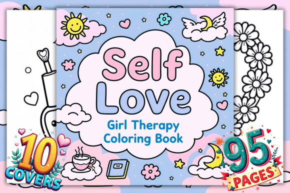 Preview of Self Love Girl Therapy Coloring Pages adult coloring pages